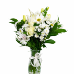 Arranjo de Lírios e Flores do Campo Brancas em Vaso