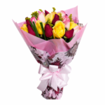 Buquê com 36 Rosas de Três Cores