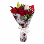 Buquê de Lírios e Rosas Vermelhas